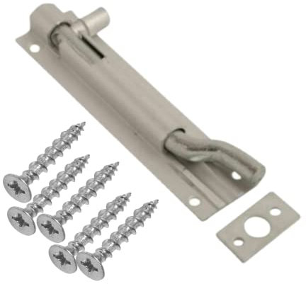Door Bolts Aluminum Cranked Door Bolt 100mm 4 Inch Door Latch with Screws Tower Bolt Locks for Bedroom Bathroom Toilet Shed Gate Cupboards and Cabinets Pack of 1.
