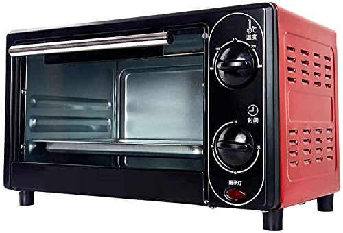 MXXHFC 12 liter mini oven with bakeware, stainless steel red electric oven, temperature control 100-230℃, suitable for your family wagon small oven