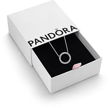 Pandora Signature Women's Sterling Silver Circle of Sparkle Cubic Zirconia Pendant Necklace, 45cm, With Gift Box