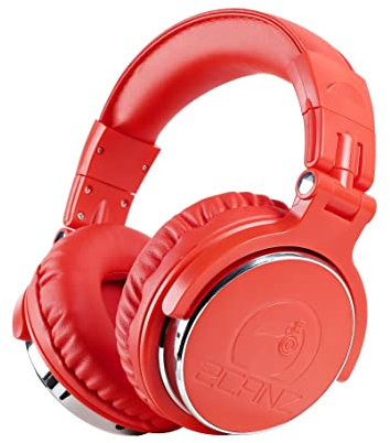 2CANZ Red DJSTAKZ Edition Auriculares profesionales con cable para DJ – Controladores de neodimio mejorados de 50 mm, parte trasera cerrada, almohadillas de felpa Comfrasoft, almohadillas ajustables