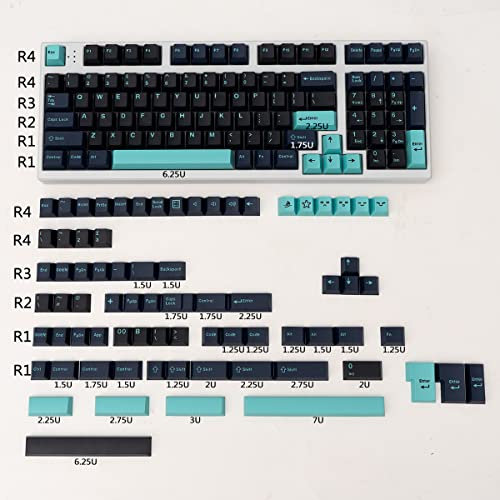 Juego de 173 teclas de doble disparo Cherry Profile Dark Custom para Cherry MX Gateron Kailh Box Switches mecánicos