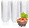 KAHEIGN 100Pcs Plastic Dessert Cups, 75ml Flower Shape Dessert Bowl Clear Parfait Appetizer Cup Reusable Serving Bowl for Dessert Pudding Mousse Party (4.5 x 4.5cm)