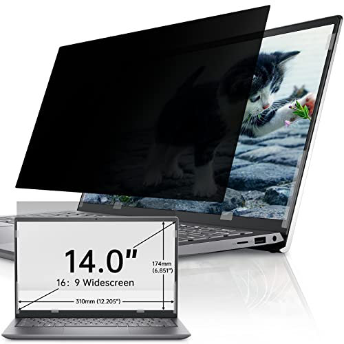IPROKKO Laptop Privacy Screen 14 Inch for Hp/Dell/Acer/Lenovo/ThinkPad/Samsung/Asus/Sony, Removable 16:9 Aspect Laptop Privacy Shield, Anti Blue Light Glare 14 Inch Laptop Privacy Filter