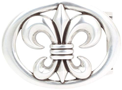 BELTINGER Gürtelschnalle Lilie 4,0 cm | Buckle Wechselschließe Gürtelschließe 40mm Massiv | Wechselgürtel bis 4cm | Silber