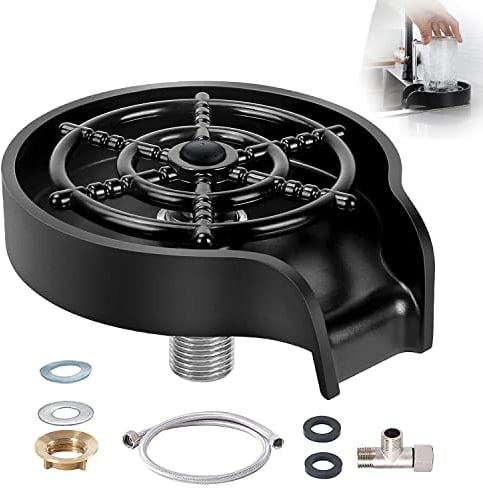 Glass Rinser for Kitchen Sink,Bottle Washer Cleaner 9 Powerful Jets Stainless Faucet Glass Cup Rinser Kitchen Sink Accessories for Home Bar (Black)