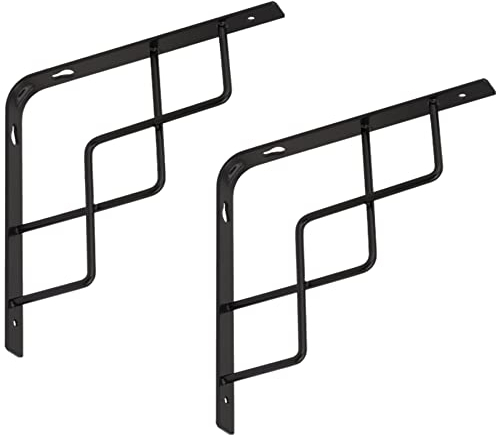 BRESKO Regalträger Regalwinkel Regalhalter Regalkonsole Konsole Winkelträger Wandregal Regalsystem Winkel Halterung 2 Stück (Schwarz, 200x200 mm)