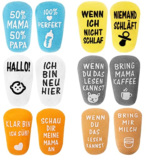ANOTION Baby Socken 0-12 Monate, Personalisierte Geschenk Junge Geschenk Mädchen 2025 Neujahrsgeschenke Socken Lustig Ostergeschenke für Baby