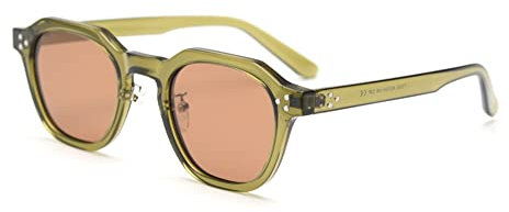 kachawoo TR90 Polarisierte Sonnenbrille für Frauen Mens Square Polygon Retro Vintage Sonnenbrille Dicker Rahmen Luxus Brand Design Brillen (green with brown)