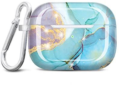 JIAXIUFEN Kompatibel mit AirPods Pro 2 Hülle Stoßfeste Silikon Kopfhörer Taschen Case Schutzhülle Zubehör mit Karabiner Kompatibel mit AirPods Pro 2 Generation, Minze Violett