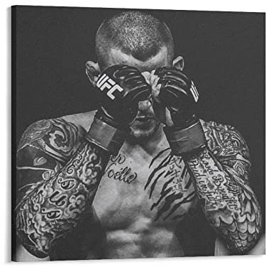 XINGSHANG Dustin Poirier-Poster, berühmte Boxer-Kunst, Schwarz-Weiß, Leinwand-Kunst, Poster und Wandkunst, Druck, moderne Familiendekoration, Poster, 60 x 60 cm
