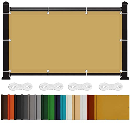 Sonnensegel Rechteckig 6 x 8 m 100% wasserabweisend 98% UV beständig Sunprotect Professional Sonnensegel mit Ösen und Befestigungsseile für Garten, Balkon & Terrasse, Beige