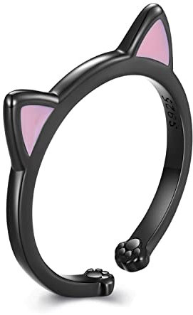 GemKing SCR922 black cat ears ring S925 Sterling Silver ring