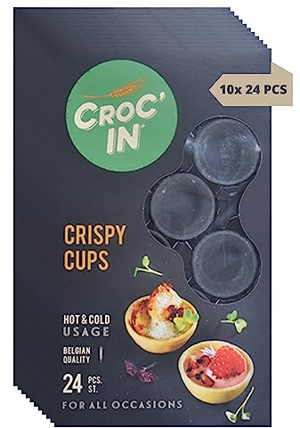 CROC’IN – Coupelles Comestibles à Garnir Black – Fond de Tarte Pour Pâtisserie ou Apéritif – Confection Artisanale & Vegan – Carton de 240 pièces - Format Spécial Restauration Et Traiteurs