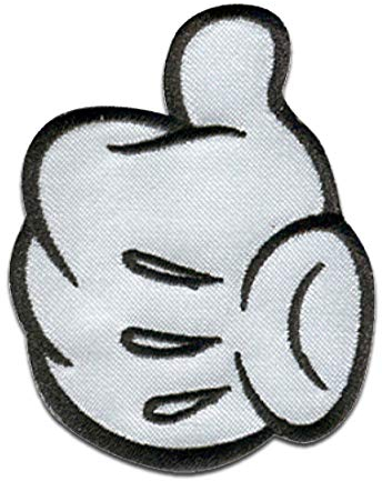 Comercial Mercera Disney Mickey Mouse 90 Years 04 Thumbs Up Nineties Special Edition - Iron On Patches Adhesive Emblem Stickers, Size: 1.89 x 2.36 Inches