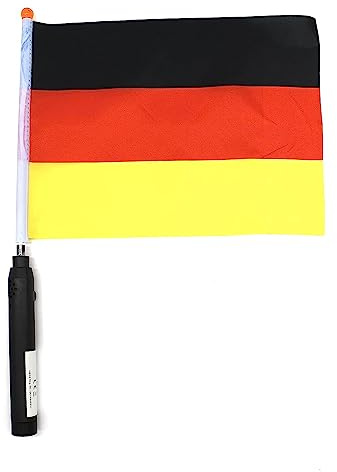 Deutschland-Fahne, spielt auf Knopfdruck die Nationalhymne batteriebetrieben, Sie erhalten 2 Stück Fahnen. Fussball EM WM