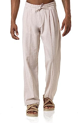 Red Bridge Herren Leinenhose Weite Freizeithose Hose Pants Ecru S