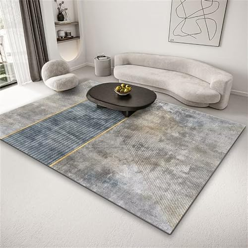 RUGMRZ Deko Esszimmer Terrassen Deko Graues blaues geometrisches Design für einfache Pflege von Wohnzimmerteppichen Antirutschmatte Teppich 170X240CM