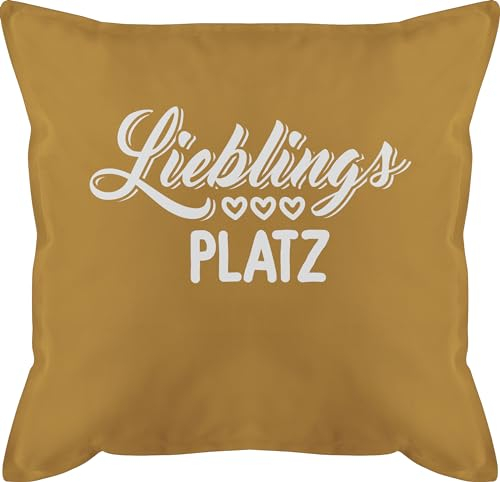 Shirtracer Kissen 50x50 - Statement mit Sprüchen - Lieblingsplatz - weiß - 50 x 50 cm - Gelb - kissenlieblingsplatz Kissenbezug Spruch sprüche Mein bezug lieblingsplatz+Kissen und fuellung spruechen
