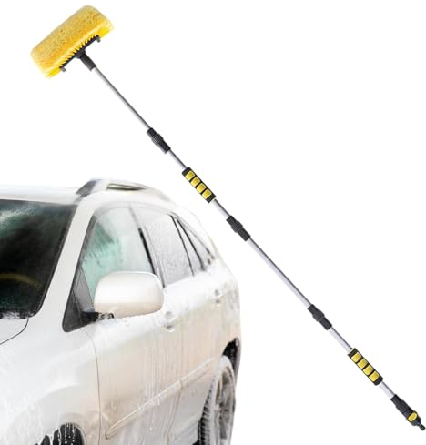 Niktule Teleskop-Autowaschbürste,teleskop waschbürste,waschbürste mit teleskopstiel,Autoreiniger-Bürstenkopf mit weichen Borsten Abnehmbare -Autowaschausrüstung für Autos, Wohnmobile, SUVs,LKWs