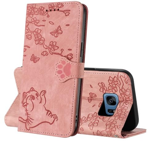 Netany Coque pour Samsung Galaxy S7 Edge (5,5 Pouces), Etui Portefeuille Antichoc TPU [Fentes Cartes] [Fonction Stand] Coque à Rabat Magnétique Compatible avec Samsung S7 Edge (Rose)