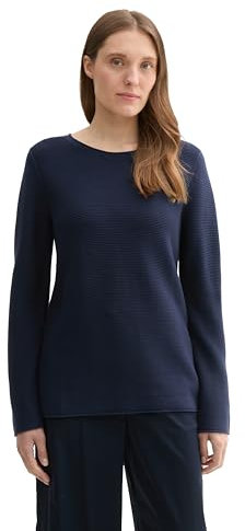 TOM TAILOR Damen Basic Strickpullover aus Bio-Baumwolle, 10360 - Real Navy Blue, L