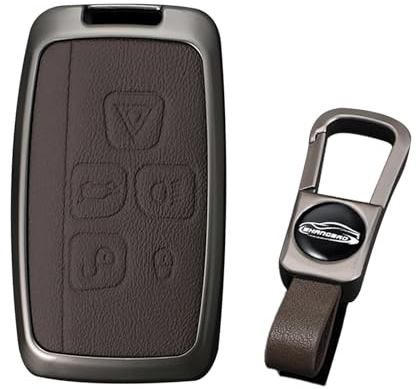 KUNIO Autoschlüssel Hülle Passt für Land Rover Discovery Sport Freelander 2 für Range Rover Evoque Passt für Jaguar XE XF F-Pace Schutz Schlüsseletui Schlüsselanhänger Zubehör B Braun