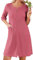 Ekouaer Damen-Bademantel mit Reißverschluss, knielang, Waffelstrick, leicht, Hausmantel mit Taschen, 3/4-Ärmel, Loungewear, S-3XL, Violett, Rot, Medium