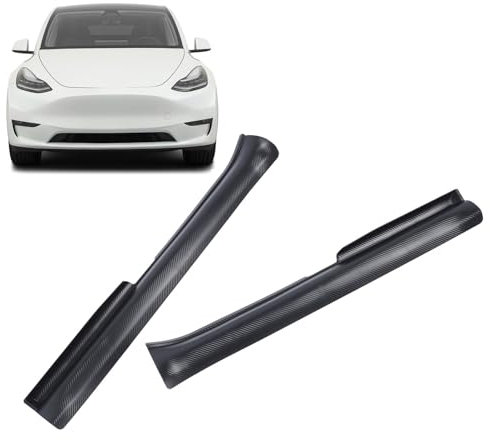Jiawu Door Sill Protector for Tesla Model Y 2021‑2024, Carbon Grain Front and Rear Door Car Pedal Kick Protection Strip, Entry Guard Trim Replacement, Door Scuff Plate Edge Guard (Front)