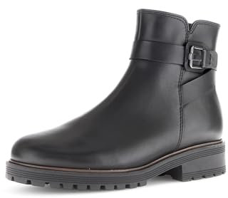 Gabor Damen Ankle Boots, Frauen Stiefeletten,Komfortable Mehrweite (H),Lammfell,halbstiefel,Kurzstiefel,schwarz(S.s/w/CDF),38 EU / 5 UK