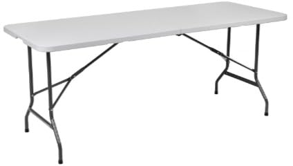 XONE Tavolo pieghevole bianco Catering Half Table con struttura in metallo e piano in resina, dimensioni tavolo 180x76x73cm, per interni e giardino