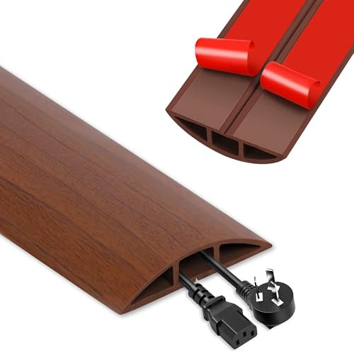 Kabelschutz, Selbstklebende Boden kabelwanne, 1.5m x5cm Flexibler Kabelabdeckung, Zum Verstecken Von Kabeln Oder DräHten In Wohnungen, BüRos, Turnhallen, Konzertkabeln (Walnuss)