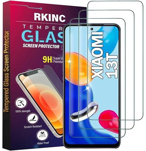 RKINC Protector pantalla [3 Piezas] para Xiaomi 13T / Xiaomi 13T Pro, Cristal templado película de vidrio, 9H 0.33 mm [Anti-rasguño][Anti-rotura][Sin burbujas][Garantía de por vida]