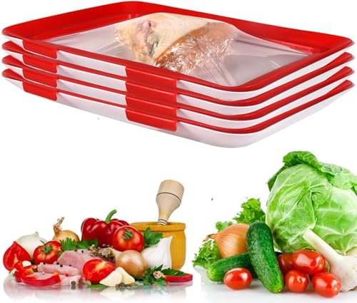 Gehanico Troiphveilla Frischhaltebox, Fresh Frischhalteplatten Umweltfreundliches Design Wiederverwendbares Einmachtablett Tablett Vakuumversiegelung Konservierung Stapelbox Frischhaltedose (4)