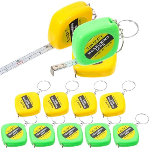 Tofficu 12 Stück Mini Automatik MaßBand SchlüSselanhäNger 1M Tragbares Stahl MaßBand Mit Stabiler Schiebeverriegelung Und SchlüSselring FüR PräZises Messen Von KöRper Kleidung Und Handwerk Unterwegs