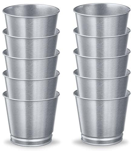 home stuff Plant Pot Galvanized Steel Flower Pots in Weather Resistant for Indoor or Outdoor Use, Ideal for Plants, Herb Collection, Flowers and Shrubs, 9cm (10)