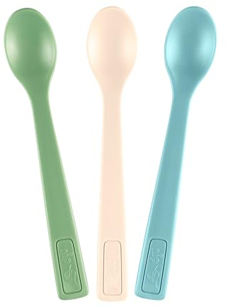nip Green Öko Babylöffel ab 4 Monate, extra schmale Fütterlöffel, spülmaschinengeeignet, perfekt für Beikoststart, BPA-frei, ohne Melamin, nachhaltig, 3er Set, grün/beige/blau