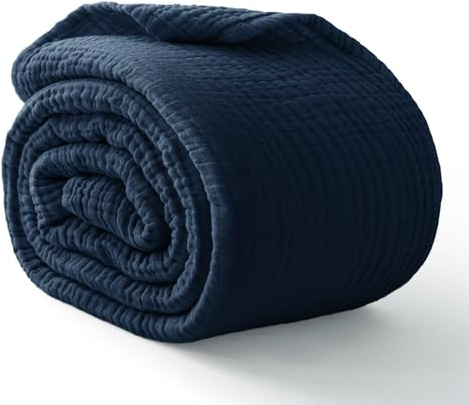 Kozyhvn Musselin-Decke aus 100 % Baumwolle, King-Size-Größe, 274,3 x 228,6 cm, 6 Schichten, atmungsaktive und leichte Baumwolldecke für Bett, weiche Steppdecke, Tagesdecke, Gazedecke für Erwachsene