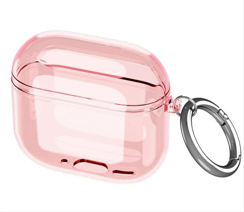 GIOPUEY Hülle Kompatibel mit Airpods 4 2024, TPU Stoßfeste Schutzhülle, Ultradünn, Kein Geruch, Hülle Silikon- Transparent Pink