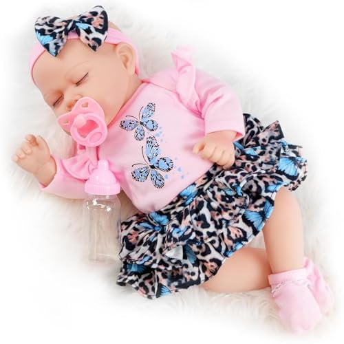 The Magic Toy Shop BiBi Doll Newborn Reborn Baby Doll “Isabella” 17-Inch – Realistic Baby Girl with Dummy, Bottle & Birth Certificate – Soft Vinyl Head & Limbs, Cuddly Cloth Body – for Kids Ages 3+