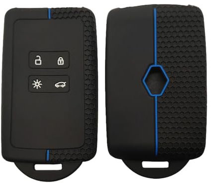 Autoschlüssel Hülle für Renault - Silikon Schlüssel Gehäuse für Renault Clio,Megane Koleos Kadjar Kangoo Twingo Talisman Captur, Schlüsselhülle mit Blaue Linie Kompatibel mit Espace Dacia Duster
