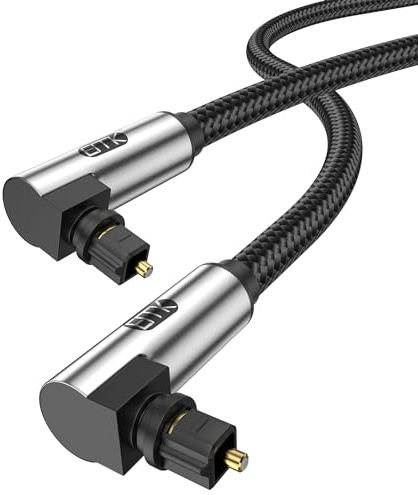 EMK 90 Degree Optical Cable 10M,360 Degree Swivel Adjustable Right Angled Optical Audio Cable Toslink Cable Fiber Optic Cord for Home Theater, Soundbar, Gaming Console, Speaker