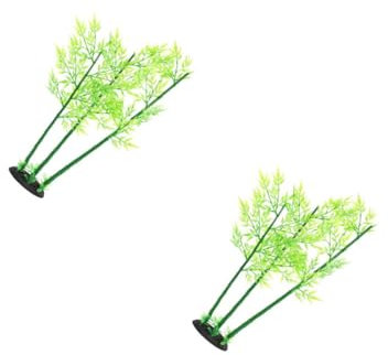 Toddmomy 2 Pièces Aquarium aménagement paysager en Bambou Poisson Palmiers Miniatures scène Décoration d'aquarium Décor pour Aquarium décor d'aquarium Plante de Bambou d'aquarium PE Green