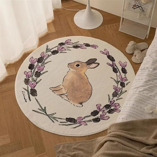 FRINZA Ronde Tapis Salon Tapis Rond Rose en Forme de cœur for Chambre à Coucher, Mignon, Girly, décoration de Maison, Plante, Herbe, Pied de Chevet for Enfant, Doux(FQ1530-YD,Diameter100cm)