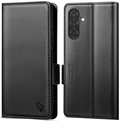CASBST Handyhülle für Samsung Galaxy A56 5G Hülle, Premium Leder Schutzhülle Klappbar für Samsung A56 Hülle mit Kartenfach Ständer Magnet Flipcase Handytasche für Galaxy A56 Klapphülle Schwarz