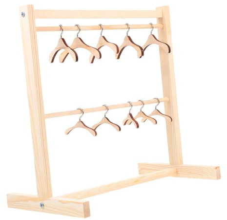 KOMBIUDA Puppenkleiderständer Für Jungen Und Mädchen Kleiner Kleiderbügelständer Kleiderbügel Aus Holz Für Puppenhausminiaturen