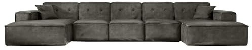 Friderik Ecksofa LUGA U XL 462 cm – Großes U-förmiges Sofa mit Knopfsteppung, GOBI-Stoff (Gobi 97)