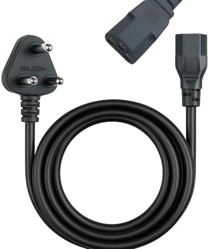 Round 3 Pin Plug PC Power Cable, 250V 16A Older 3 Pin Plug UK to C13 Kettle Lead, IEC 60320 C13 Monitor Power Cable, 5.9ft(1.8m) Power Cord Suitable for Old Style Plug in the UK