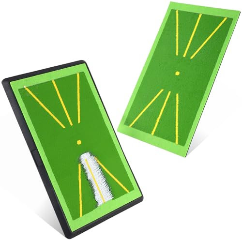 Golf Swing Mat, 2 Pics Replaceable Hitting Practice Mat with Antislip Rubber Base, Analysing Swing Path Training Indoor Outdoor, Nice Gift for Golf Beginners, Adult and Children