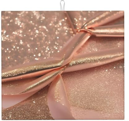 rose gold glitter ultra-fine fiber drying pad, 16 Ã— 18 inch kitchen countertop absorbent drying mat for dish rack