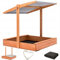 Sandkasten mit Dach 120x120 Imprägniert Modell 2025 mit Sonnenschutz mit UV 100+ Schutz Sandbox mit Sandkastenvlies Holz, Sandkiste Sandbox Anthrazit (120x120 mit Dach Grau)